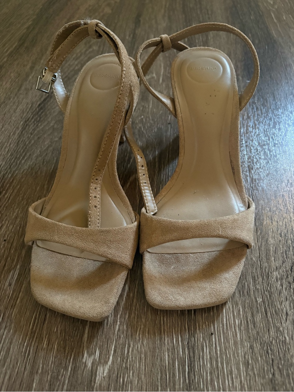 Classic Nude Suede Ankle-Strap kitten heels for Women